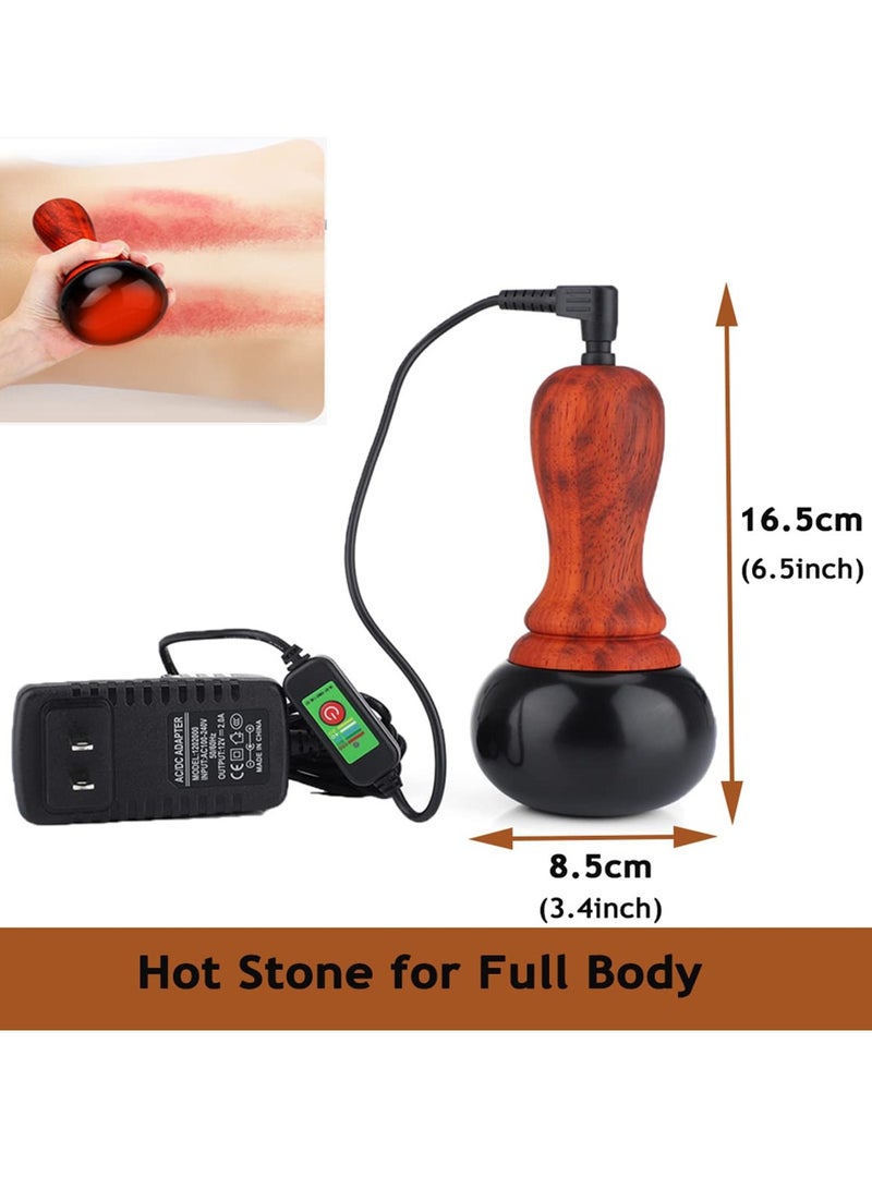 Hot Stones Massage Kit with Electric Temperature Control, Includes Natural Bian Stone Gua Sha Tools, Ideal for SPA, Relaxation, Pain Relief, Massage Therapy