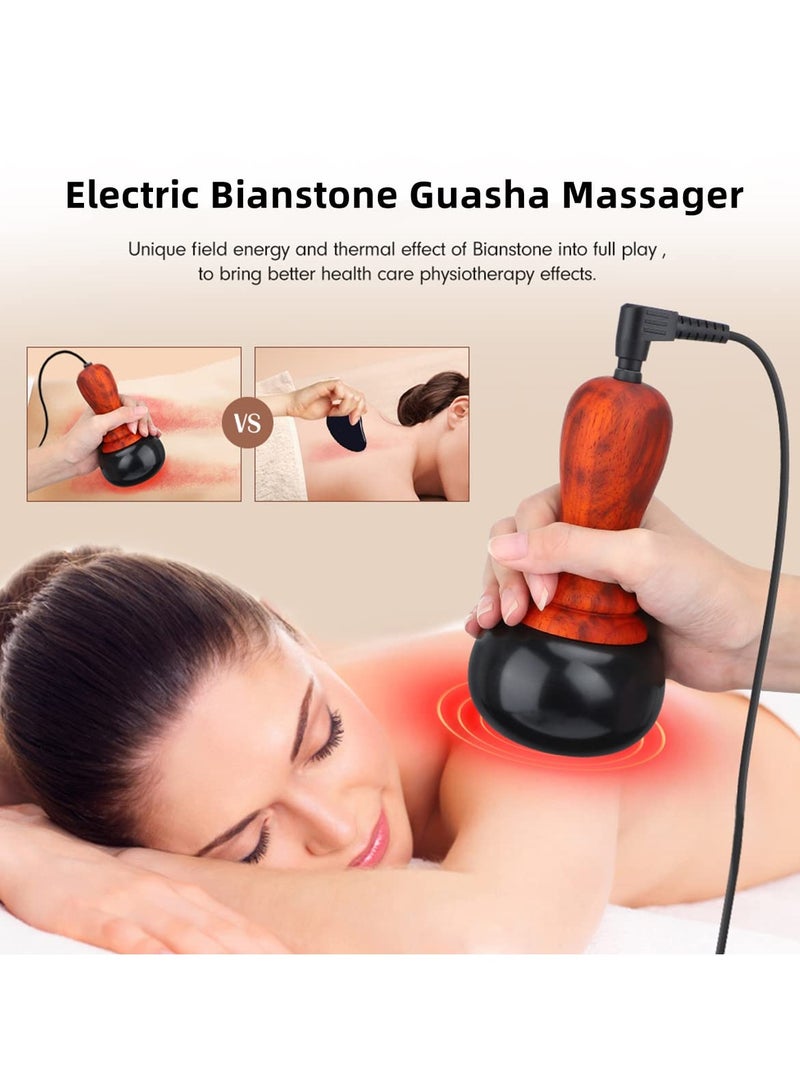 Hot Stones Massage Kit with Electric Temperature Control, Includes Natural Bian Stone Gua Sha Tools, Ideal for SPA, Relaxation, Pain Relief, Massage Therapy