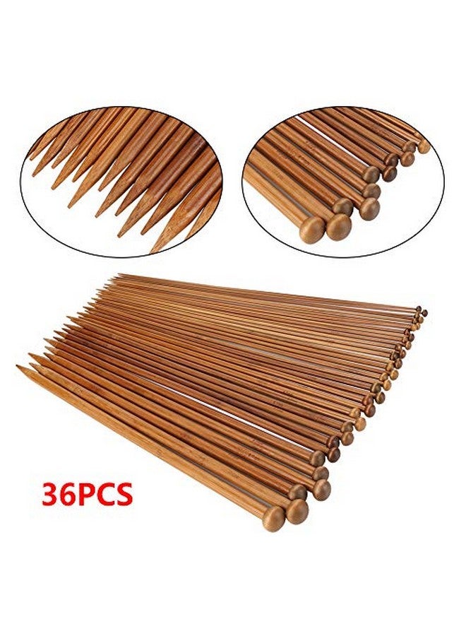 36Pcs Knitting Needles Set Single Point Carbonized Knitting Needles 0.21Cm Sizes