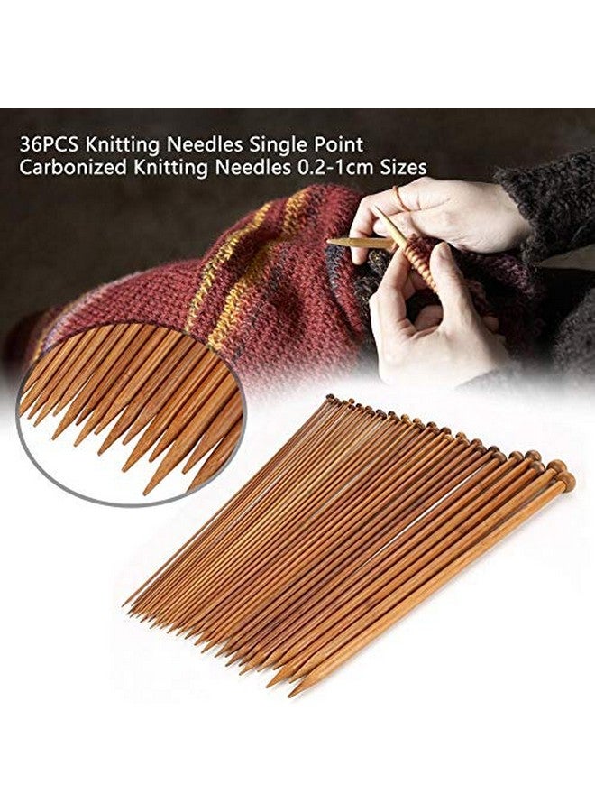 36Pcs Knitting Needles Set Single Point Carbonized Knitting Needles 0.21Cm Sizes