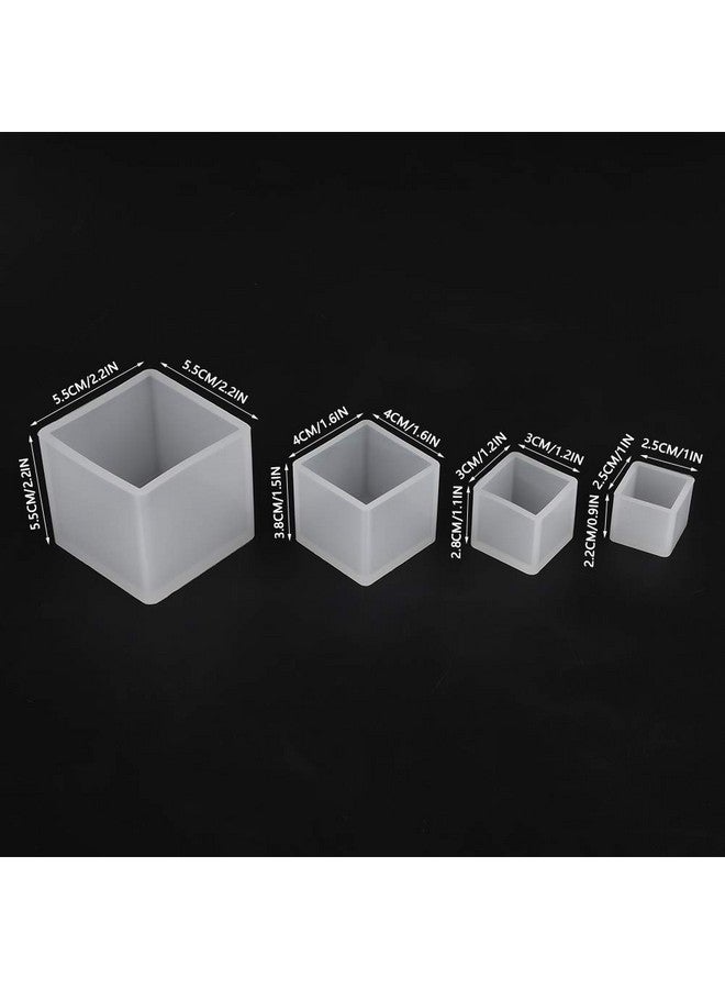 Resin Silicone Set4 Pcs Different Sizes Cube Silicone Resin Casting For Diy Ornaments Crafts