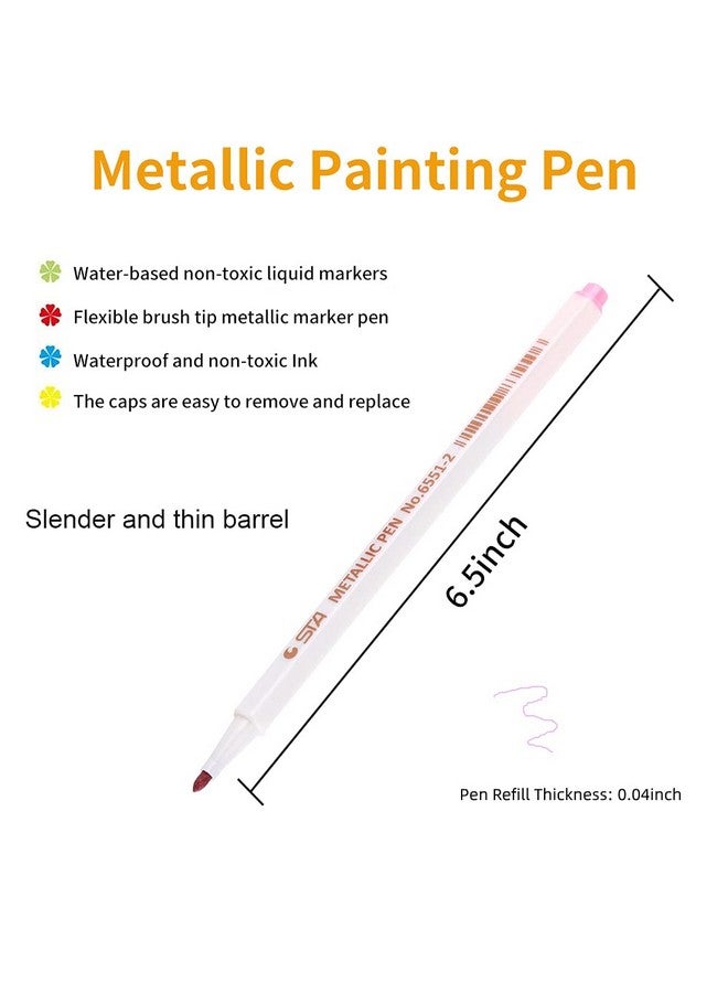Sta Pen Metallic Painting Pen Set Of 10 Color Art Fine Tip Metallic Colored Pen Supplies Painting Marker For Artists Watercolor