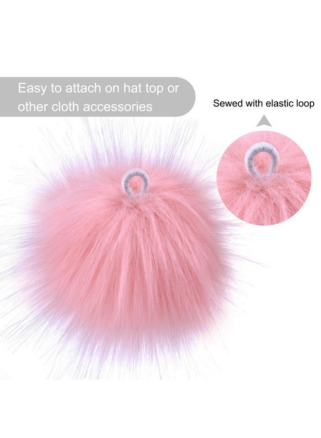 24 Pieces Faux Fox Fur Pom Pom Balls Diy Fur Fluffy Pom Pom With Elastic Loop For Hats Keychains Scarves Gloves Bags Charms Knitting Accessories (Multicolor)