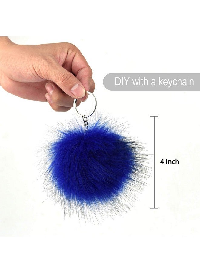 24 Pieces Faux Fox Fur Pom Pom Balls Diy Fur Fluffy Pom Pom With Elastic Loop For Hats Keychains Scarves Gloves Bags Charms Knitting Accessories (Multicolor)