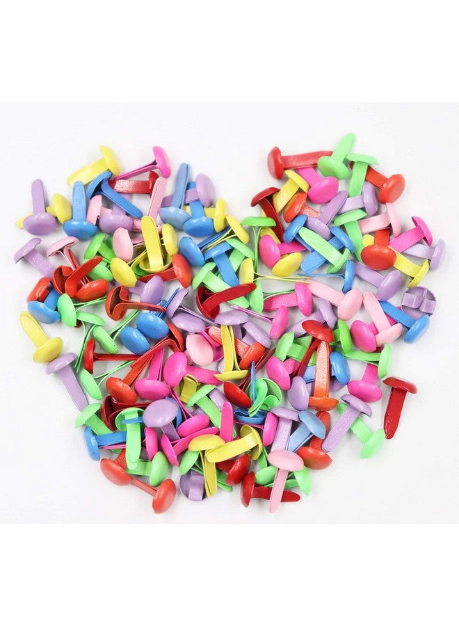 Royee 100 Mini Brads Colorful Round Metal Brass Decorative Paper Fasteners For Scrapbooking School Project Kid Making Diy Craft Art Project Random Color (8 X 12 Mm)