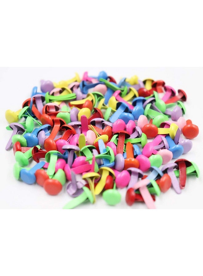 Royee 100 Mini Brads Colorful Round Metal Brass Decorative Paper Fasteners For Scrapbooking School Project Kid Making Diy Craft Art Project Random Color (8 X 12 Mm)