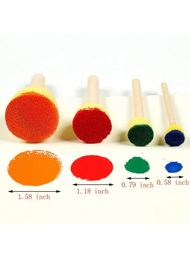 8 Pcs Yellow Foam With Wooden Handle Painting Sponge Round Head Assorted Size Kit For Students Painting Tools Set Diy Craft Art Project
