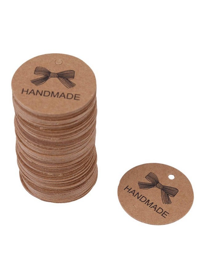 100Pcs Handmade Paper Round Gift Tagskraft Paper Brown Handmade Thank You Tags Hang Label For Wedding Party Favors Gift Dessert Tags Clothing Jewelry Price Tag(5)