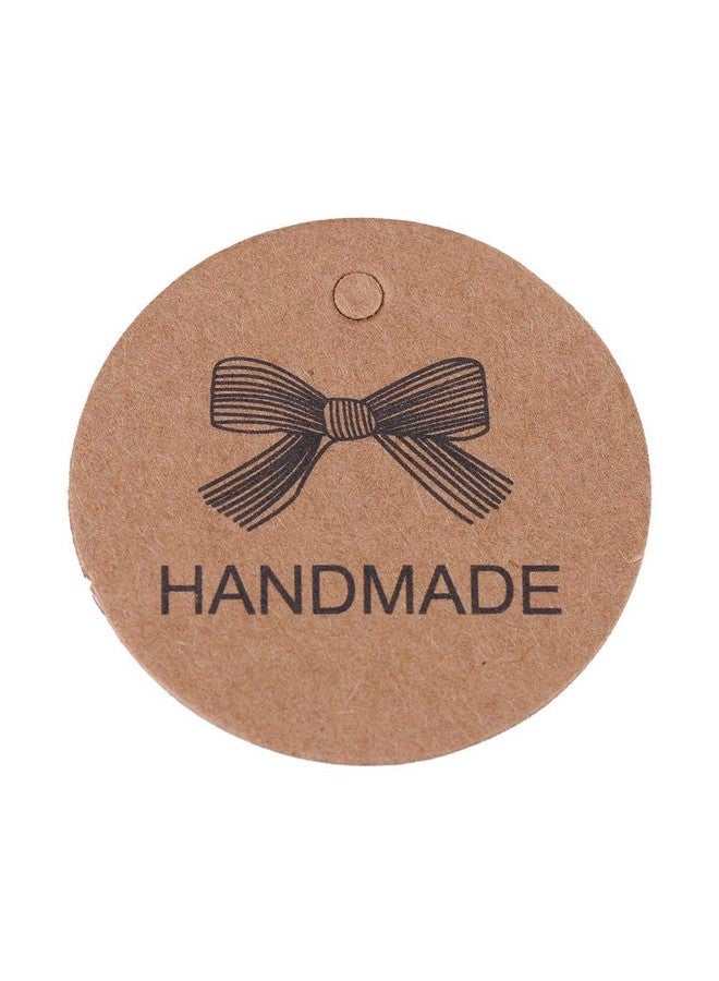 100Pcs Handmade Paper Round Gift Tagskraft Paper Brown Handmade Thank You Tags Hang Label For Wedding Party Favors Gift Dessert Tags Clothing Jewelry Price Tag(5)