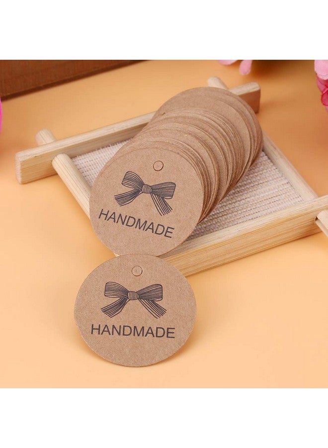 100Pcs Handmade Paper Round Gift Tagskraft Paper Brown Handmade Thank You Tags Hang Label For Wedding Party Favors Gift Dessert Tags Clothing Jewelry Price Tag(5)