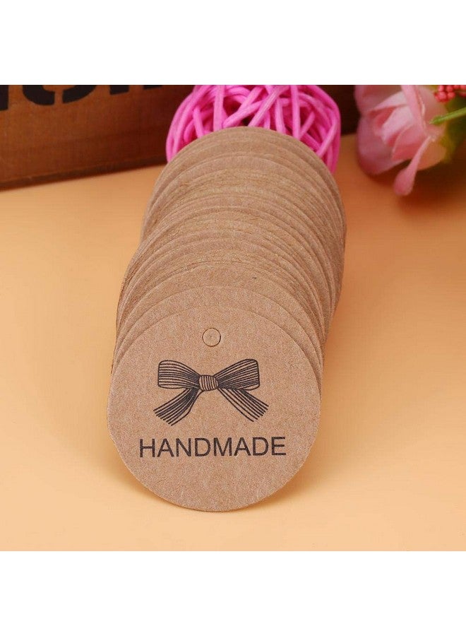 100Pcs Handmade Paper Round Gift Tagskraft Paper Brown Handmade Thank You Tags Hang Label For Wedding Party Favors Gift Dessert Tags Clothing Jewelry Price Tag(5)