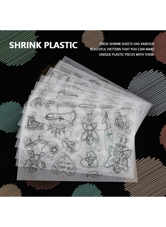 Heat Shrink Plastic Sheet Kit Shrinkable Film With Pattern For Crafts Bonus Key Chains Diy Handmade Craft Tool(Girl'S Style)