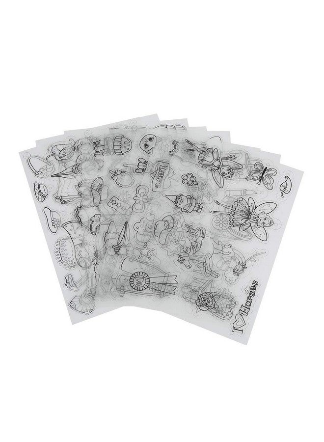 Heat Shrink Plastic Sheet Kit Shrinkable Film With Pattern For Crafts Bonus Key Chains Diy Handmade Craft Tool(Girl'S Style)