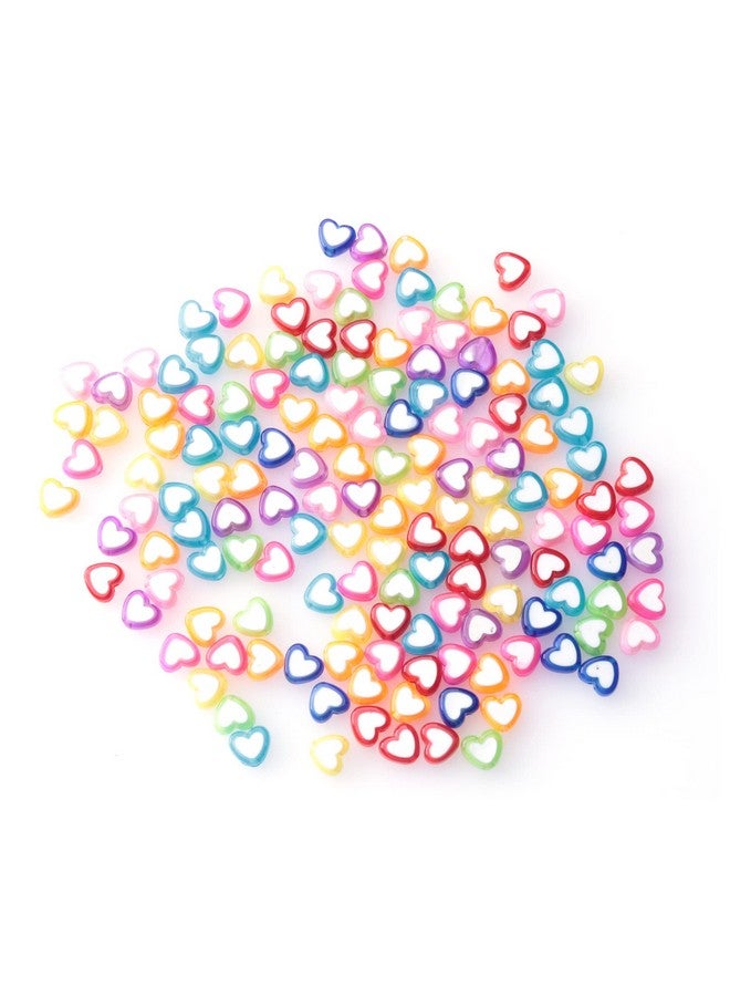 150 Pcs Heart Shape Beads With 2 Holes Acrylic Colorful Love Mixed Flat Loose Pony Beads For Diy Jewelry Making Bracelet Necklace Crafting Key Chain Ring Earring (Heart)