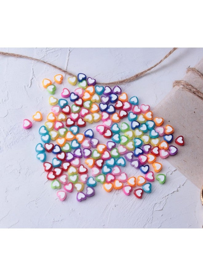 150 Pcs Heart Shape Beads With 2 Holes Acrylic Colorful Love Mixed Flat Loose Pony Beads For Diy Jewelry Making Bracelet Necklace Crafting Key Chain Ring Earring (Heart)