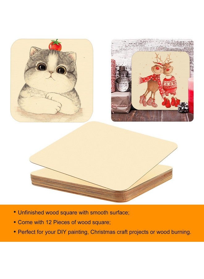12 Pieces 12 X 12 Inches Unfinished Squares Blank Wooden Pieces Wooden Square Cutouts Wood Slices For Painting Writing Carving Diy Arts Craft Project Supplies And Decorations