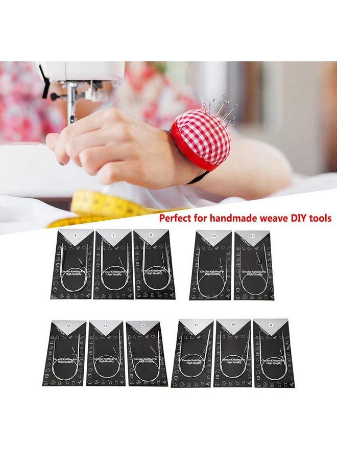 11Pcs 43/65/80Cm Multisize Stainless Steel Circular Knitting Needle Handcraft Sweater Weave Needle Set Knitting Needles Crafts(80Cm)