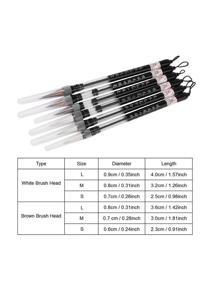 6 Pcs/Set Water Brush Pen Piston Water Color Brush Chinese Japanese Calligraphy Pen For Beginner Painting Reusable Brush Drawing Pen Art Supplies