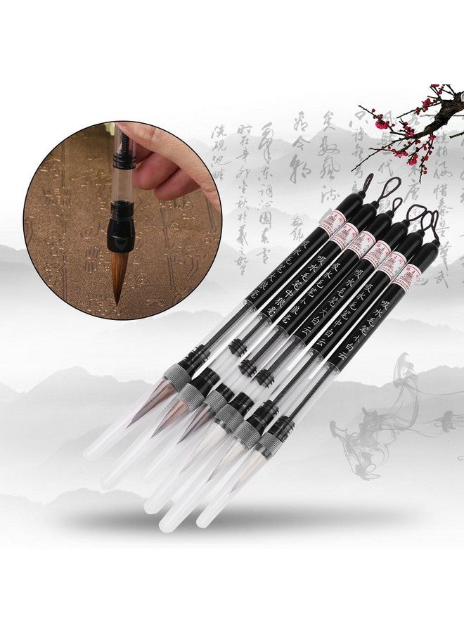6 Pcs/Set Water Brush Pen Piston Water Color Brush Chinese Japanese Calligraphy Pen For Beginner Painting Reusable Brush Drawing Pen Art Supplies