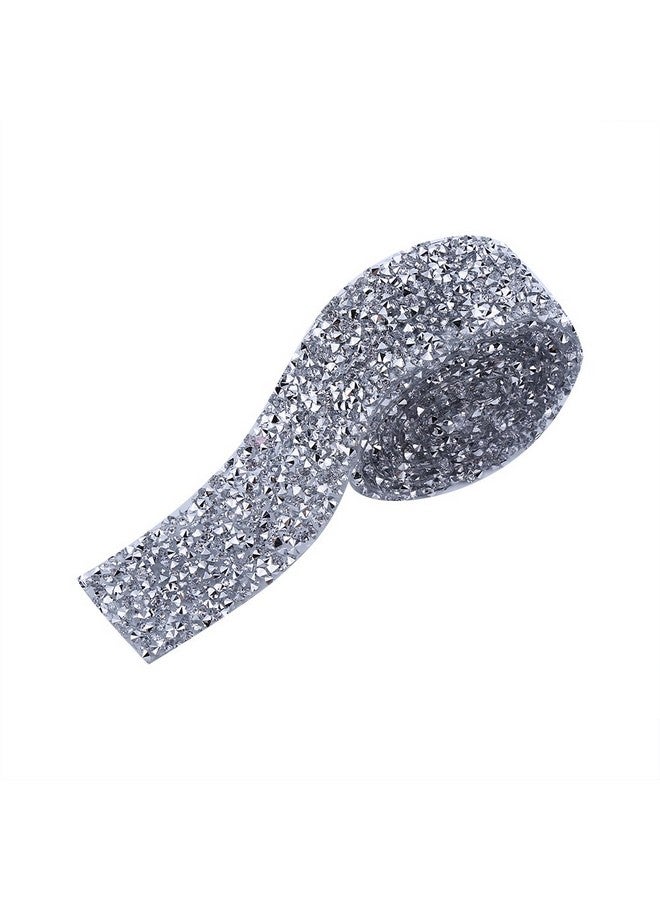 Glitter Tape Sparkle Tape Shiny Masking Rhinestone Tape Adhesive Diy Tape Crafts Gift Tape For School Office Home Decoration And Kid Projects (Silver)