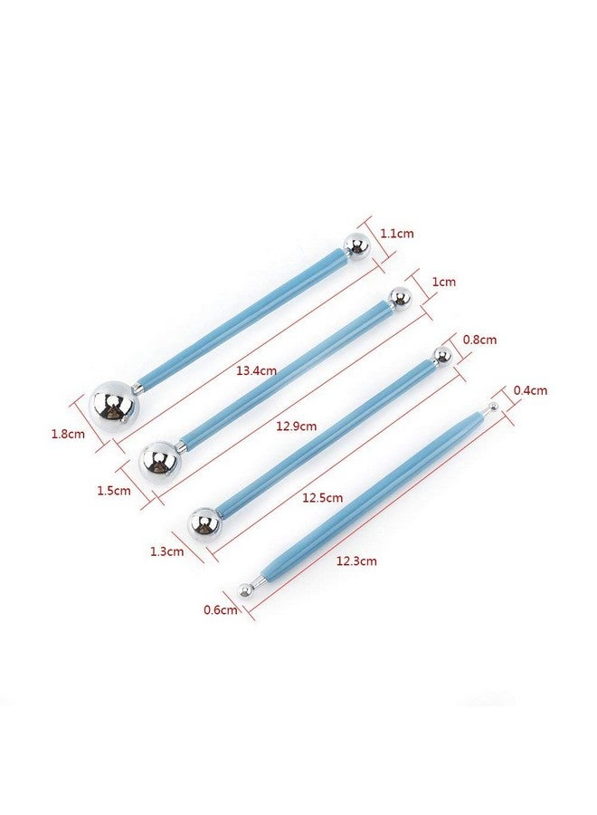 4 Pcs Modeling Ball Tools Double Ended 8 Ball Stainless Steel Dotting Modeling Tools Clay Indentation Diy Ceramics Pottery Carving Tool Embossing Sculpting Set