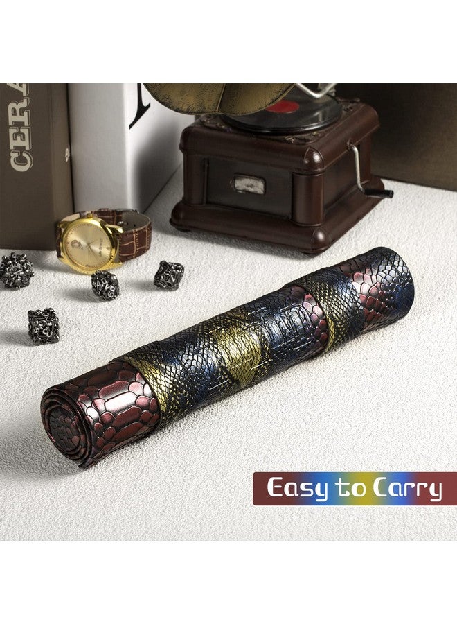 Dice Mat And Storage 2 In 1 Dragon Scale Scroll Pu Leather With Velvet For Table Games Dungeons And Dragons Dnd D&D (Dragon Scale)