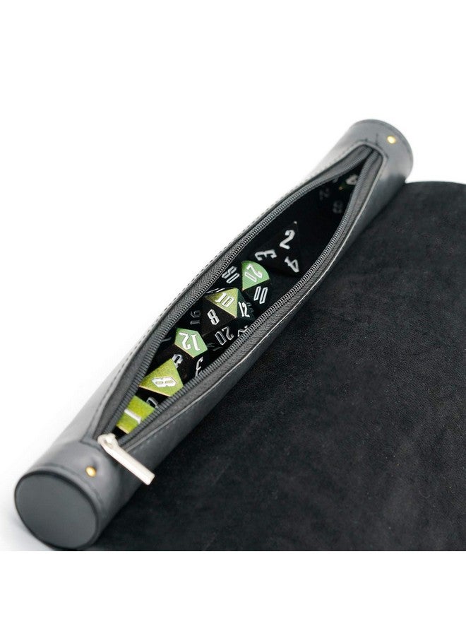 2 In 1 Dice Rolling Mat & Zippered Dice Holder Dice Tray Compatible With Dnd Polyhedral Dice Dungeons And Dragon (Black)