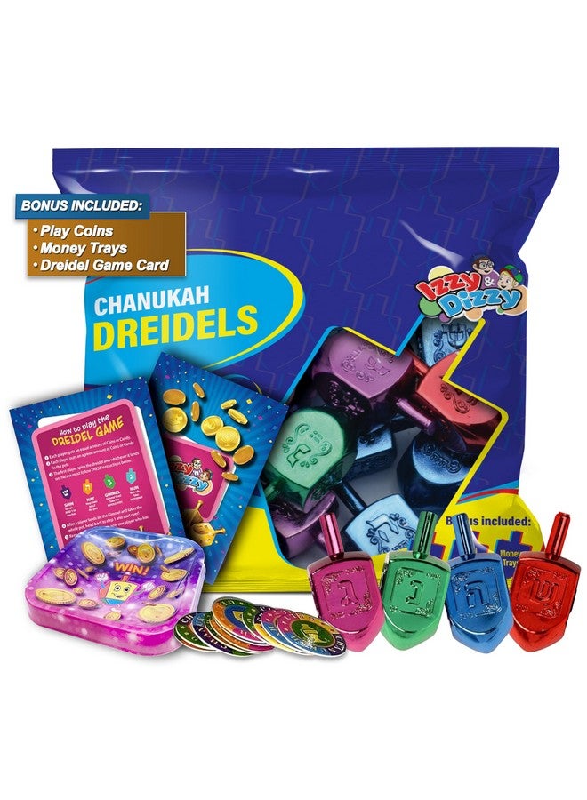 Hanukkah Dreidels Multi Color Metallic Dreidel 10 Pack Medium