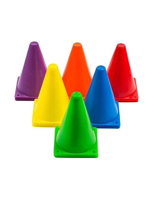 6 Inches Plastic Multicolored Stacking Cones Perfect For Sports Training Set Of 6 Assorted Color (Sstp)