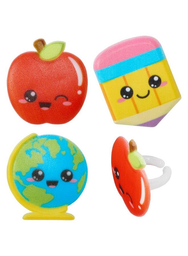 Kawaii Back To School Cupcake Rings Toppers Cake Decorations 24 Pc