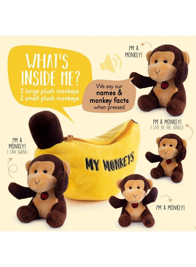 Talking Plush Monkeys Toy Set With Banana Carrier Soft Fluffy And Great Gift For Babies And Toddlers