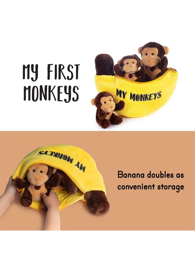 Talking Plush Monkeys Toy Set With Banana Carrier Soft Fluffy And Great Gift For Babies And Toddlers