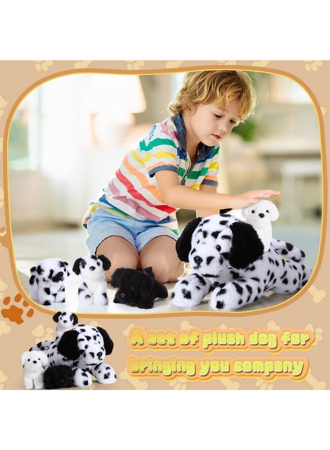 5 Pieces Dog Stuffed Animal Puppy Stuffed Animal 1 Big Mommy Dog With 4 Mini Baby Cute Soft Plush Dog Stuffed Dog With Puppies For Birthday Children'S Party (Dalmatians)