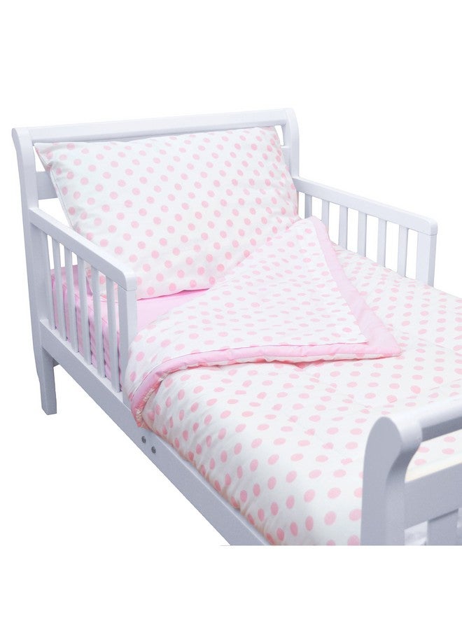 100% Cotton Percale 4Piece Toddler Bedding Set Pink For Girls