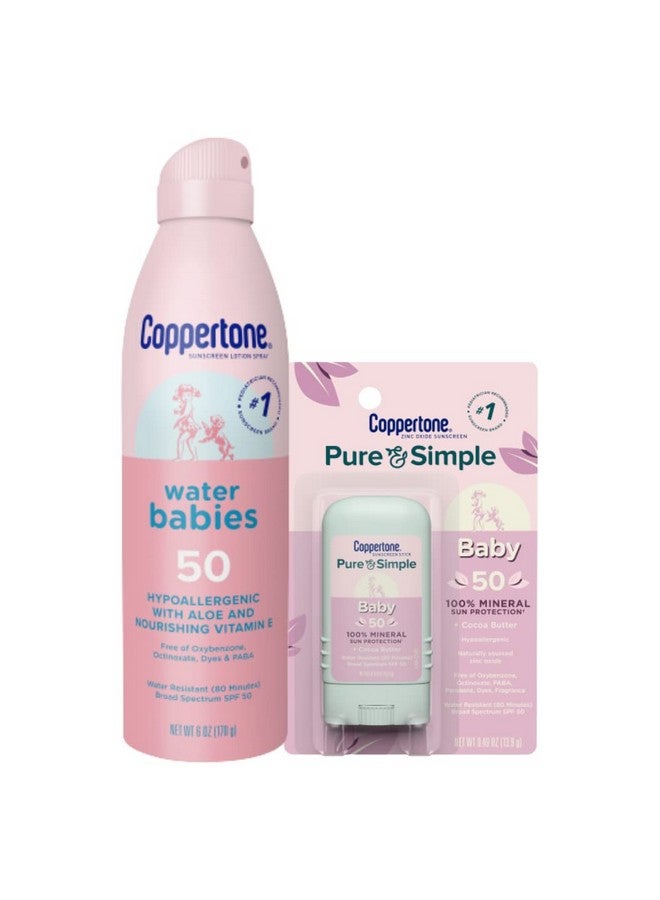 Waterbabies Sunscreen Spray Spf 50 Baby Sunscreen Spray On 6 Oz And Pure Simple Stick 50 0.49 Bundle