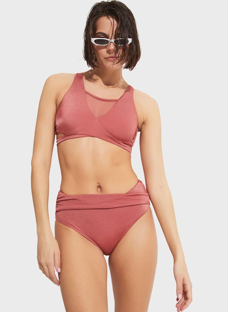 Mesh Plunge Bikini Top & Bottom Set