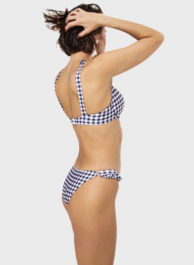 Checked Frill Bikini Top & Bottom Set