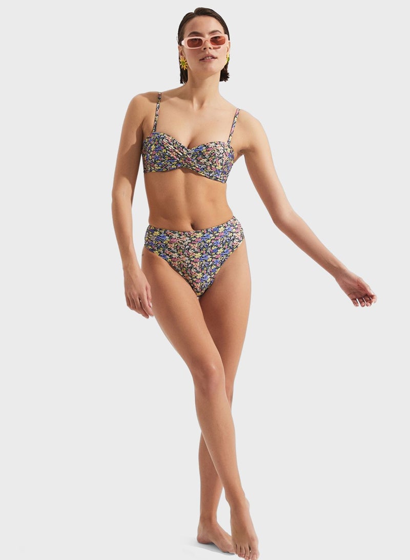 Floral Print Bikini Top & Bottom Set