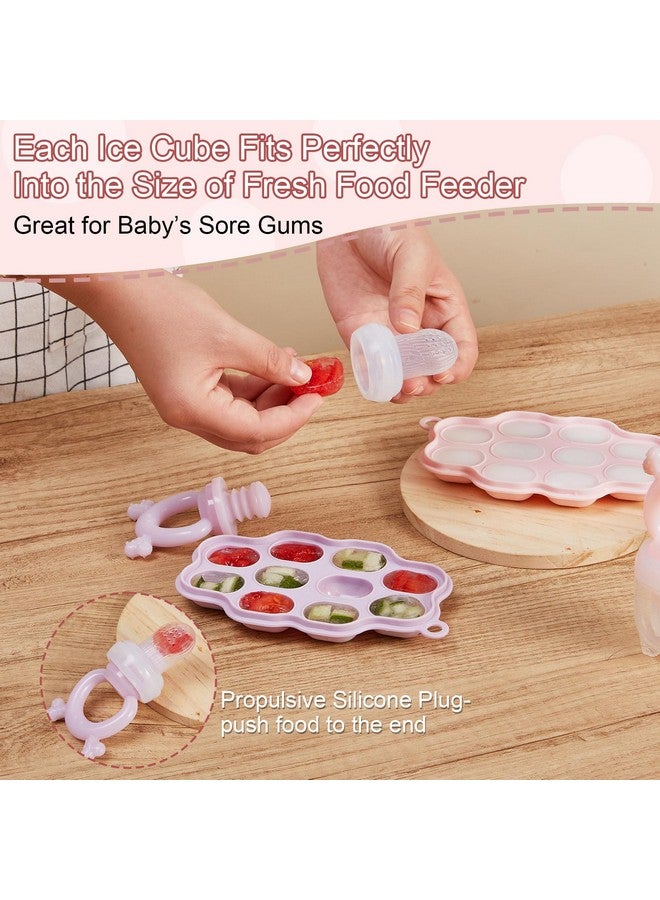Baby Breastmilk Popsicle Molds & Baby Fruit Feeder (2 Pack) Baby Food Freezer Tray Storage Containers Silicone Pacifier Feeder And Teether