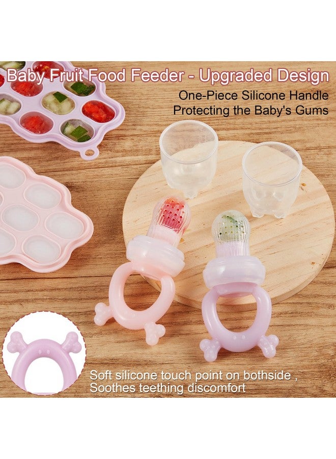 Baby Breastmilk Popsicle Molds & Baby Fruit Feeder (2 Pack) Baby Food Freezer Tray Storage Containers Silicone Pacifier Feeder And Teether
