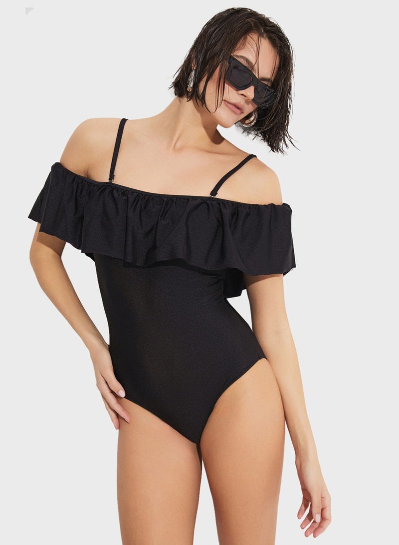 Ruffle High Leg Swimsuit