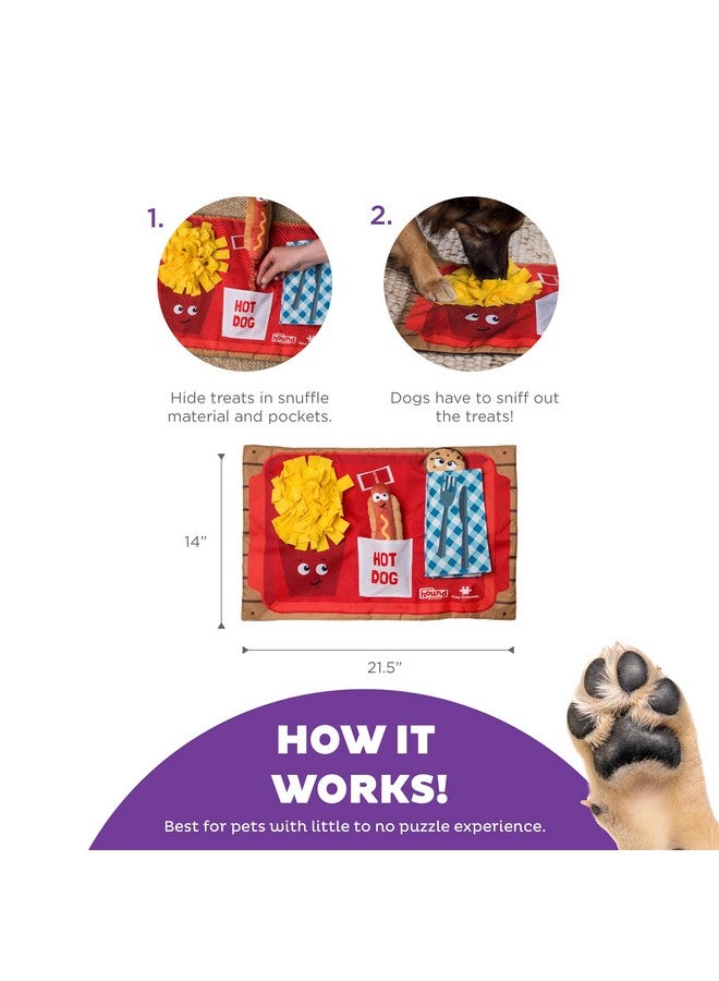 Nina Ottosson Activity Matz Fast Food Fun Plush Dog Puzzle Mat Dog Enrichment Dog Toy Level 2 Intermediate Multicolored