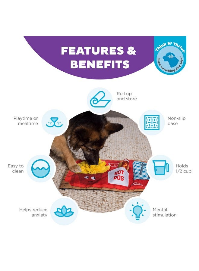 Nina Ottosson Activity Matz Fast Food Fun Plush Dog Puzzle Mat Dog Enrichment Dog Toy Level 2 Intermediate Multicolored