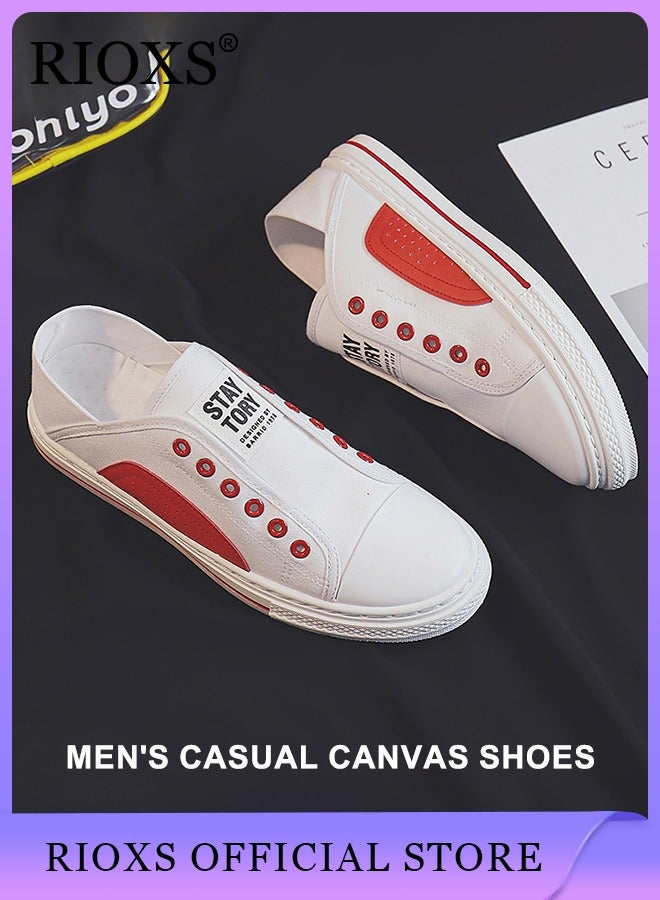 Men's Classic Canvas Low Top Sneakers, High-quality Slip-on Lightweight Breathable Shoes, Fashionable Comfortable Flat Shoes with Non-slip Sole, Casual Canvas Shoes, Suitable for Various Activities
