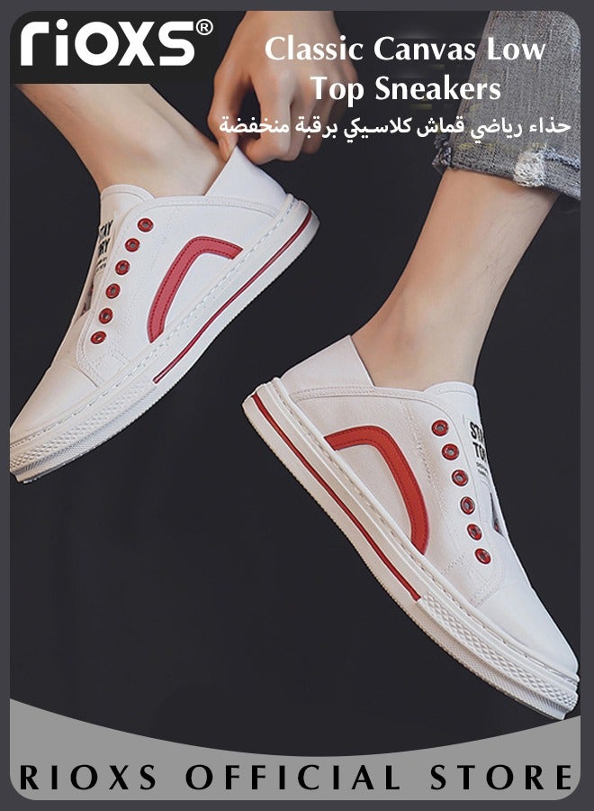 Men's Classic Canvas Low Top Sneakers, High-quality Slip-on Lightweight Breathable Shoes, Fashionable Comfortable Flat Shoes with Non-slip Sole, Casual Canvas Shoes, Suitable for Various Activities
