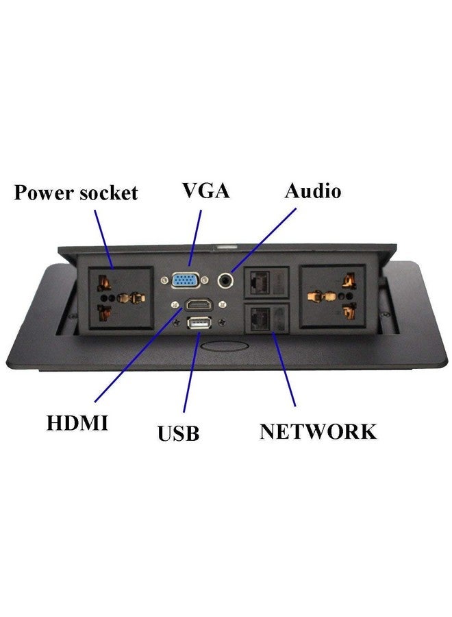 Hydraulic Cable Cubby Popup Box With Hdmi Connector Vga Connector Audio Connector Lan Port Power Ports & Usb Port (10 Module Only Black Available)