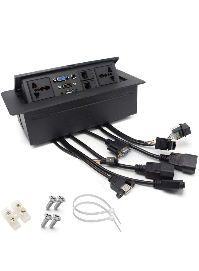 Hydraulic Cable Cubby Popup Box With Hdmi Connector Vga Connector Audio Connector Lan Port Power Ports & Usb Port (10 Module Only Black Available)