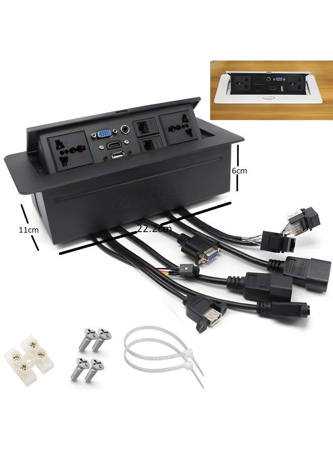 Hydraulic Cable Cubby Popup Box With Hdmi Connector Vga Connector Audio Connector Lan Port Power Ports & Usb Port (10 Module Only Black Available)