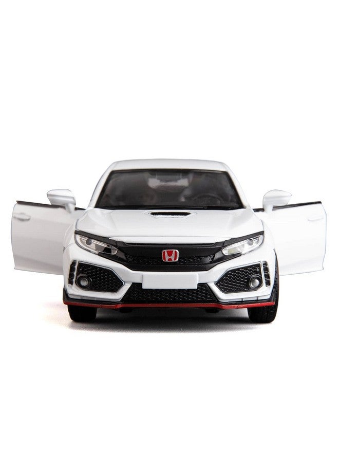 Compatible For 1:32 Diecasting Alloy Civic Car Model Toy Car，Pull Back Alloy Car With Lights And Sound Open Door For Kids Gift Cars For Kids Ages 35Children‘S Gift White