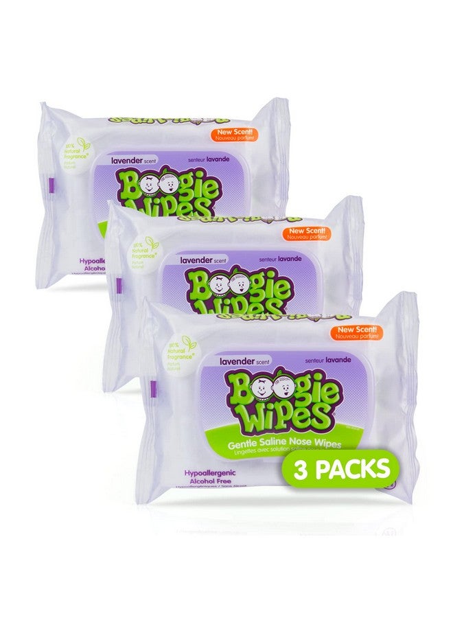 Baby Wipes By Boogie Wipes Wet Wipes For Face Hand Body & Nose Made With Vitamin E Aloe Chamomile And Natural Saline Natural Lavender Scent 30 Count Pack Of 3 (90 Total Wipes)